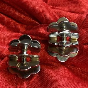 Vintage Unique 1950s Monet Silver Half Hoop Earrings